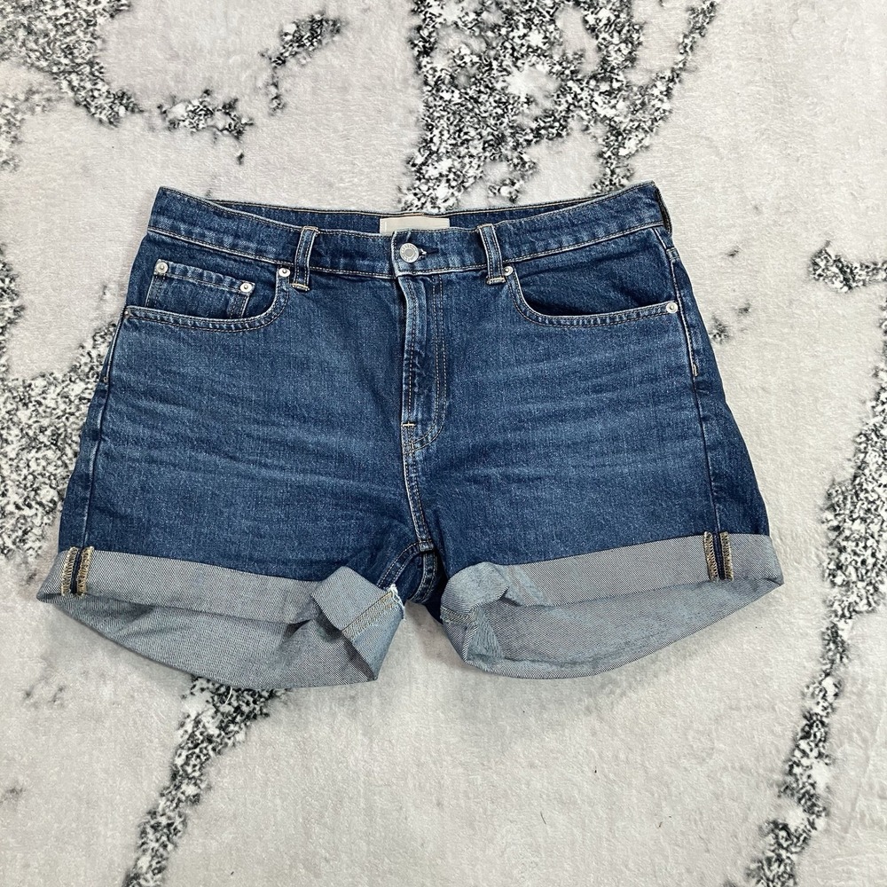 Everlane The Denim Short High Rise Cuffed Blue Jean Shorts Womens Size 30